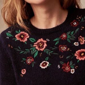 Sézane Floral Embroidered Pam Sweater